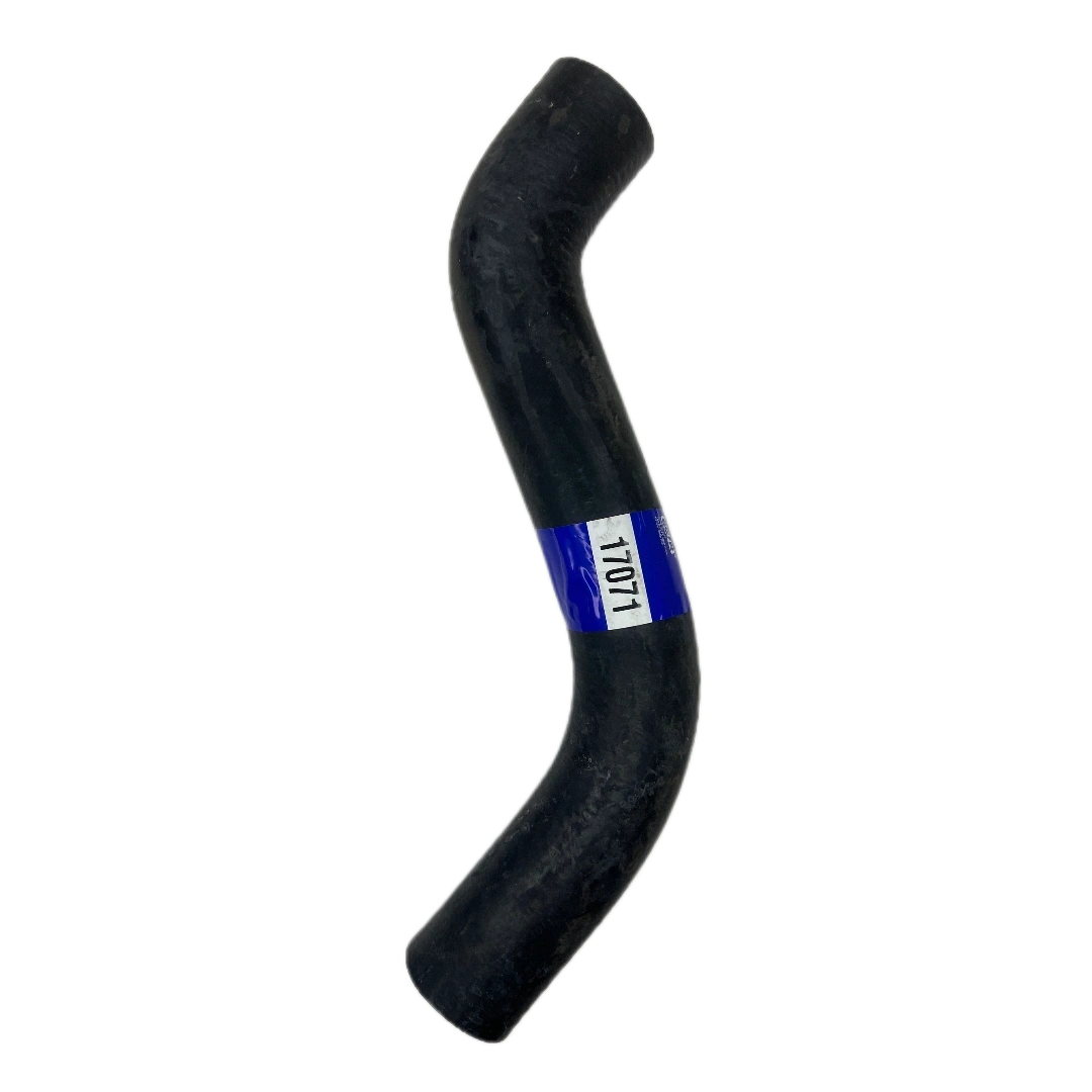 A black hose with blue and white tape on it.