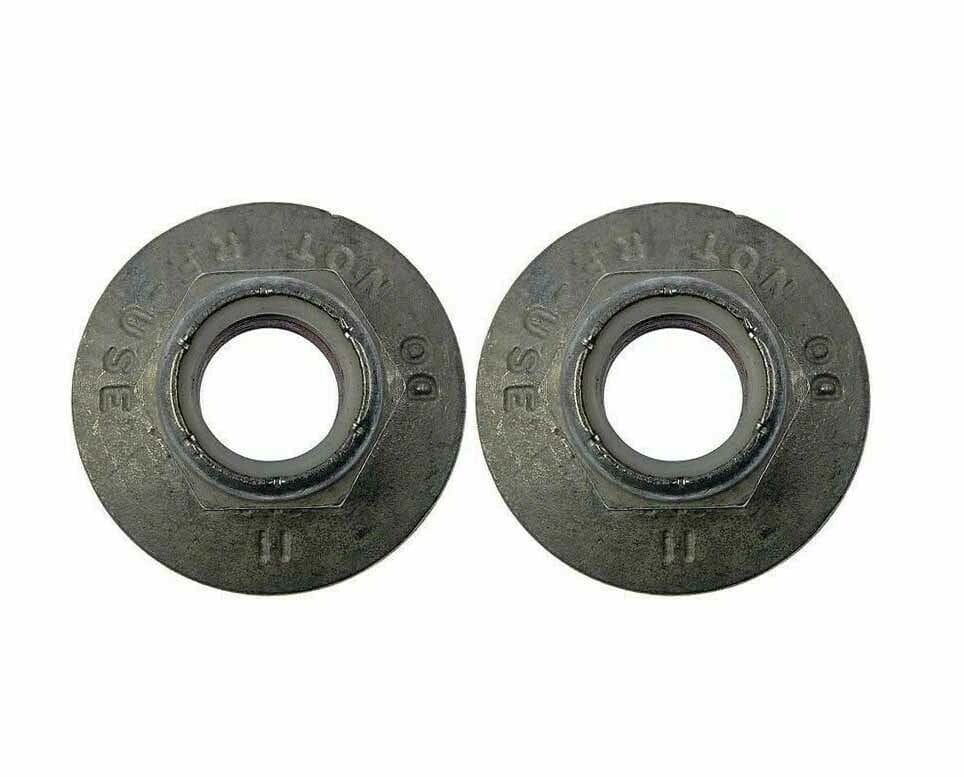 A pair of metal wheels with numbers on them.