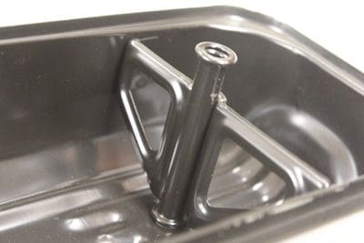 A close up of the handle on a kitchen sink