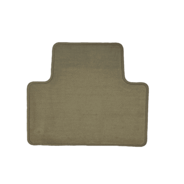 A green background with a tan floor mat.