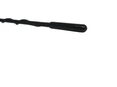 A black handle is on the side of a white background.