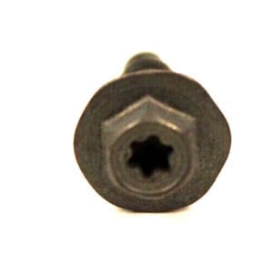 A close up of the bottom end of an iron screw.