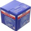 A box of blue plastic with white lettering.