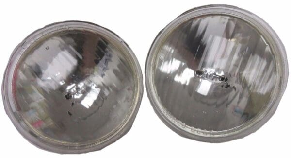 A pair of headlights that are shiny and shiny.