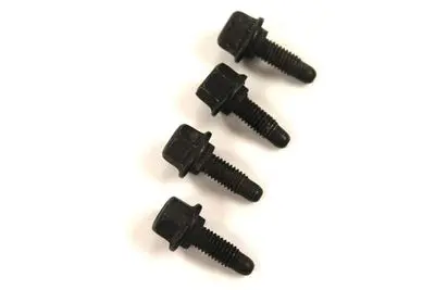 A set of four black plastic bolts.